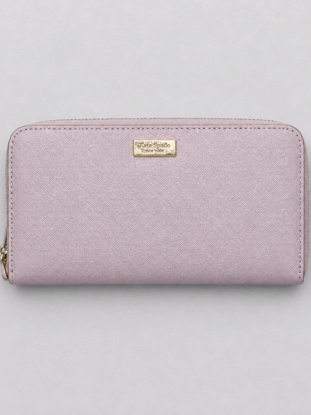 kate spade Pale Lilac Saffiano Zip Wallet with Gold Logo